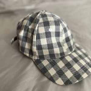 BLACK WHITE AND GREY CHECKERED HAT